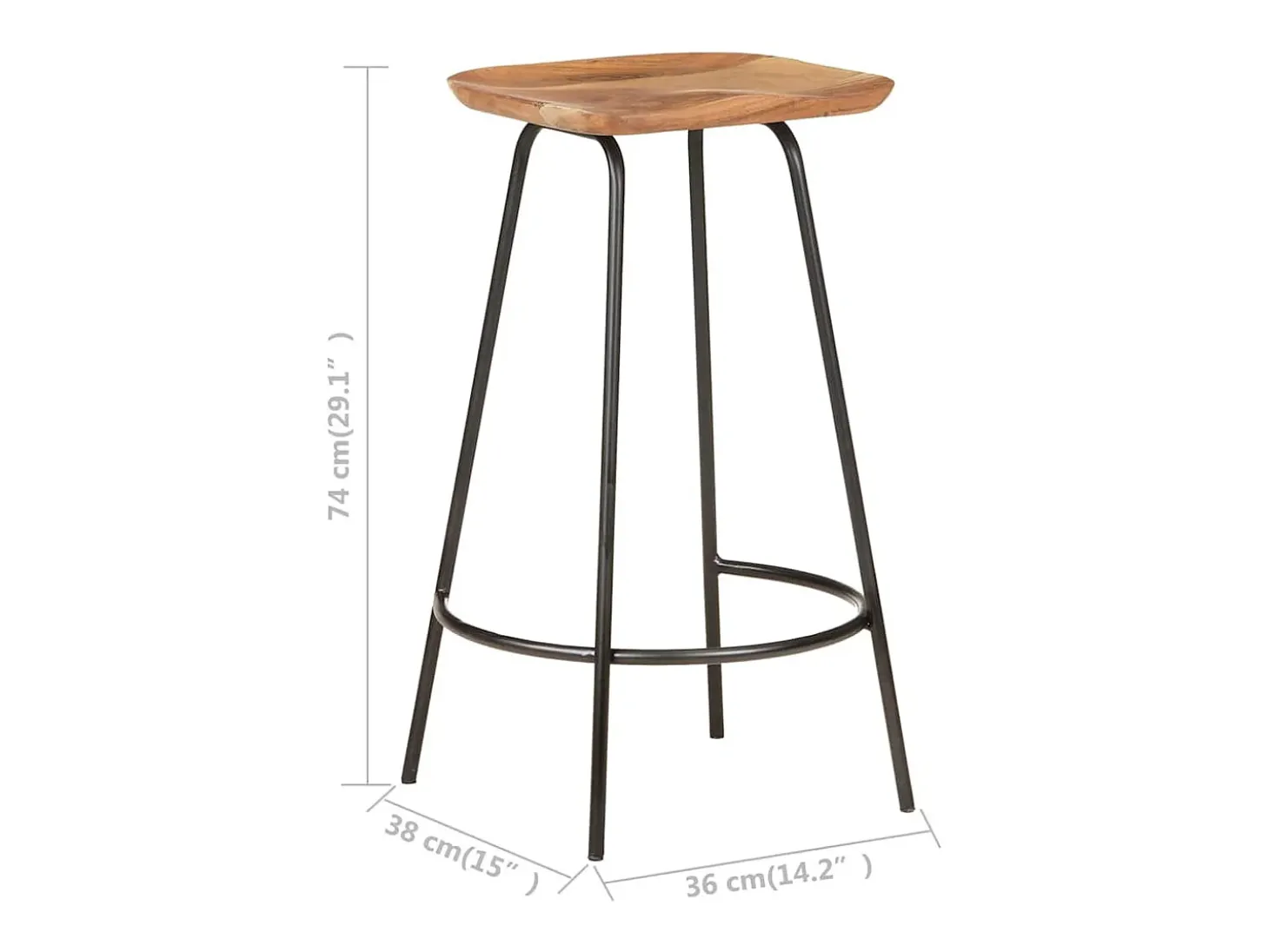 Taburetes de cocina 2 unidades madera maciza de acacia