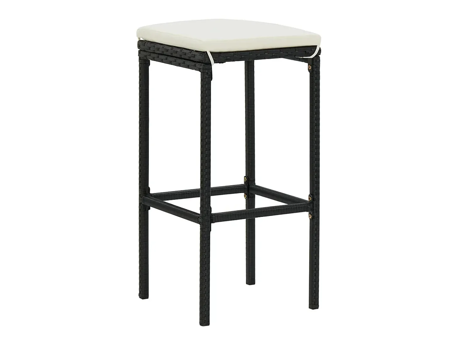 Taburetes de cocina con cojines 2 uds ratán sintético negro