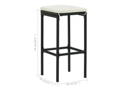 Taburetes de cocina con cojines 2 uds ratán sintético negro