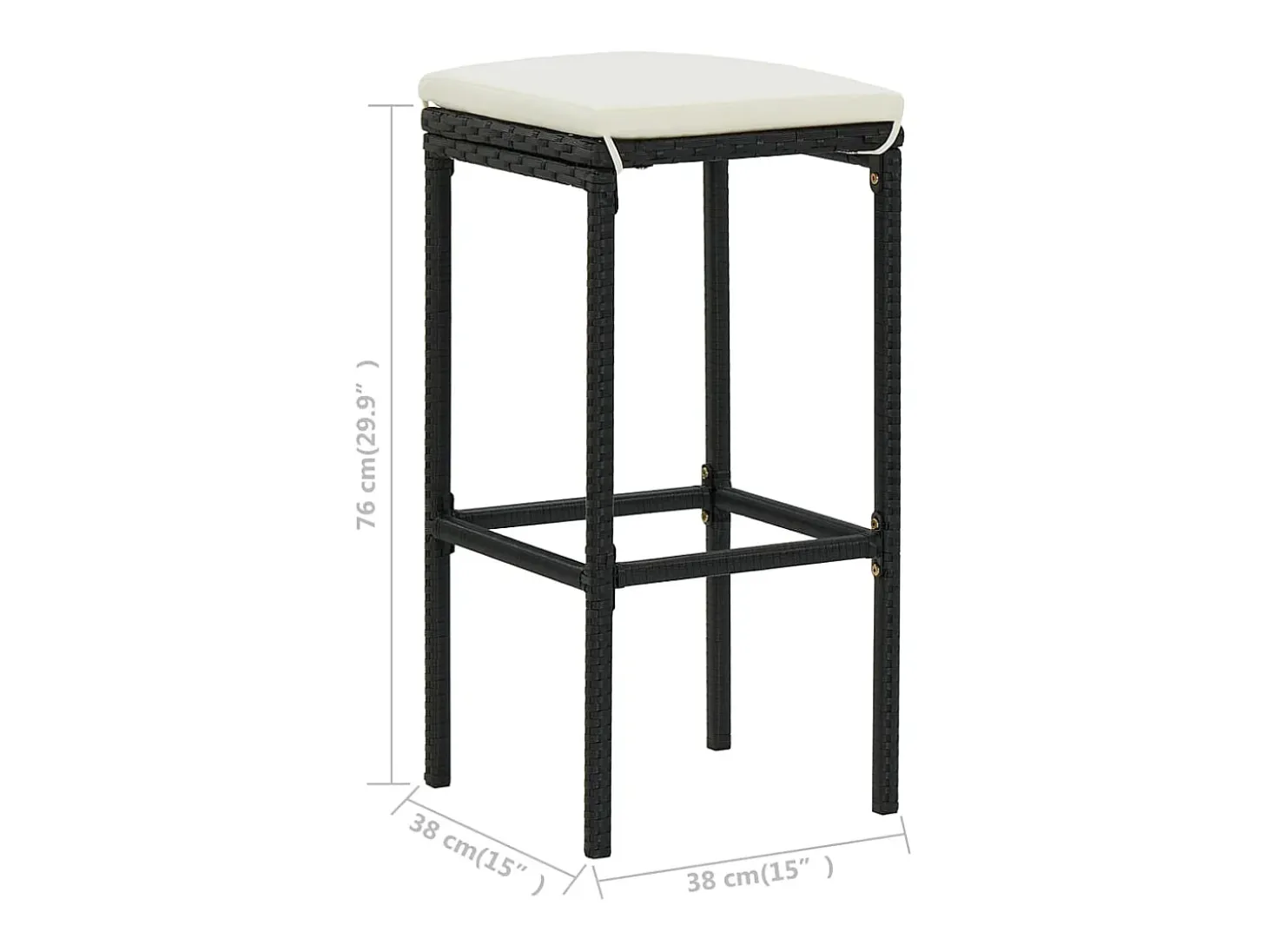 Taburetes de cocina con cojines 2 uds ratán sintético negro