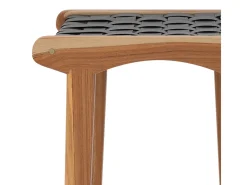 Taburetes para isla de cocina de teca y cuero negro tejido 66 cm - Kuna