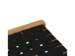 Taburetes para isla de cocina de teca y cuero negro tejido 66 cm - Kuna