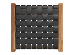 Taburetes para isla de cocina de teca y cuero negro tejido 66 cm - Kuna