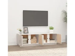 Tovis Mueble de TV madera maciza de pino blanco 140x40x40 cm