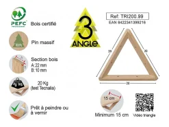 Triángulo cuadrado de pino en bruto de 20 cm