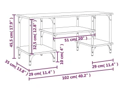 Tynir Mueble de TV madera contrachapada roble Sonoma 102x35x45,5 cm