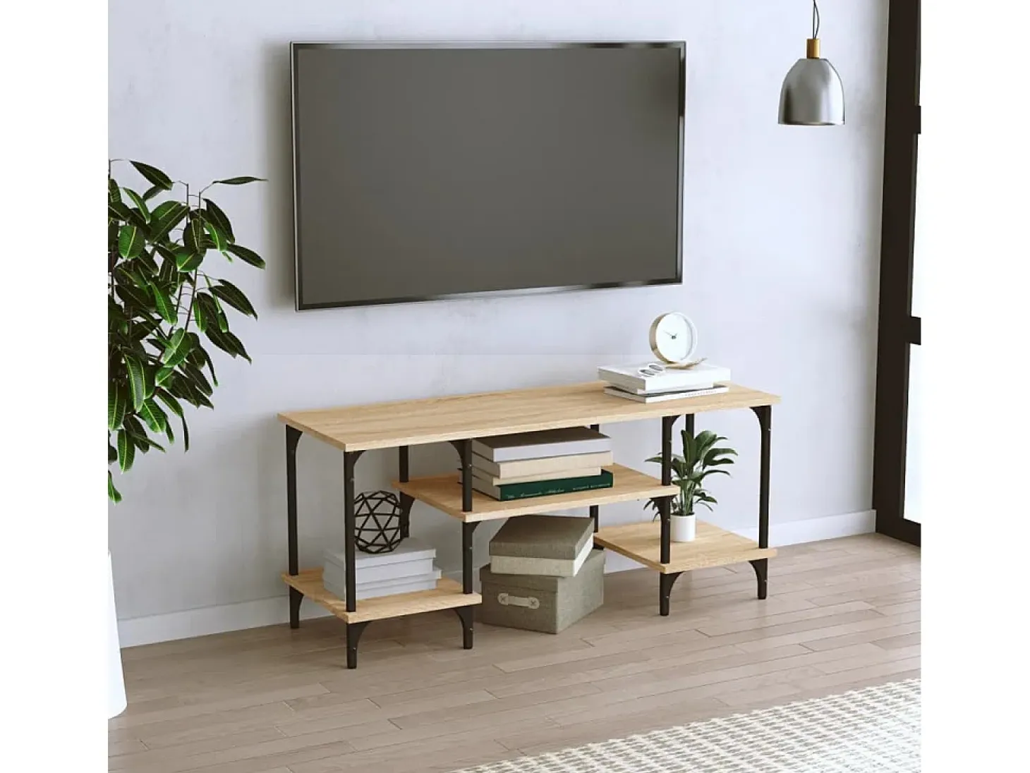 Tynir Mueble de TV madera contrachapada roble Sonoma 102x35x45,5 cm
