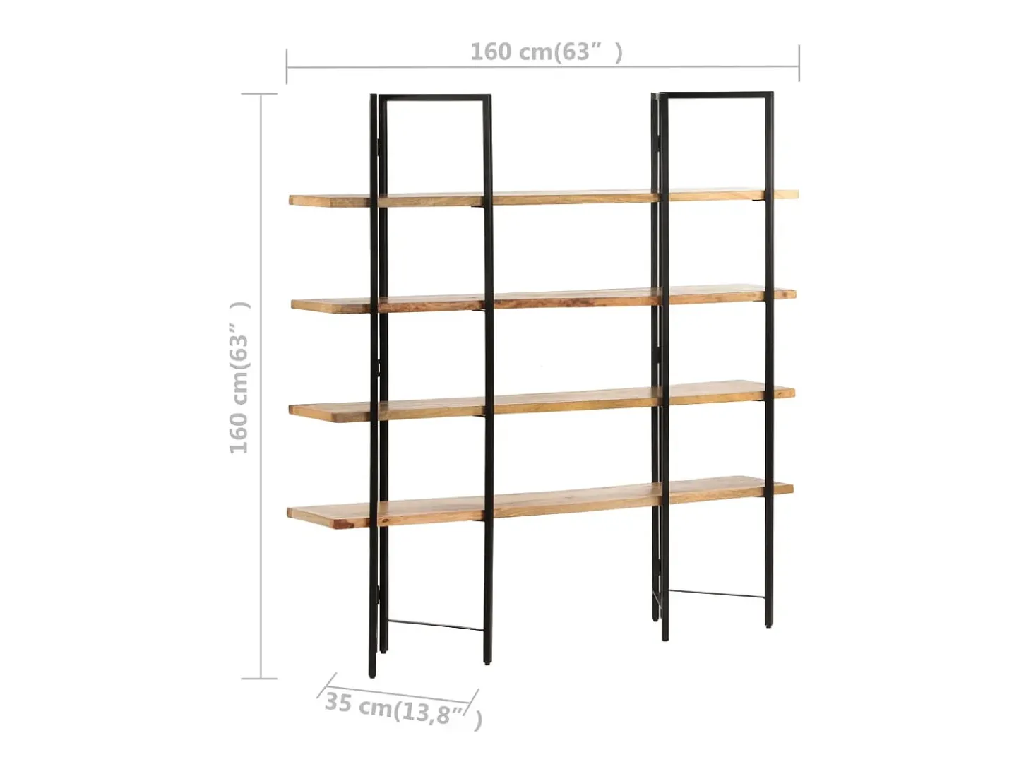 Umdir Estantería de 4 niveles madera maciza de mango 160x35x160 cm