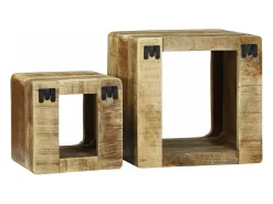 Unidad de Televisión 2 piezas Marrón Madera maciza de mango rugosa