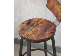Valora - Juego de 2 taburetes de bar estilo loft rústico marrón para cocina
