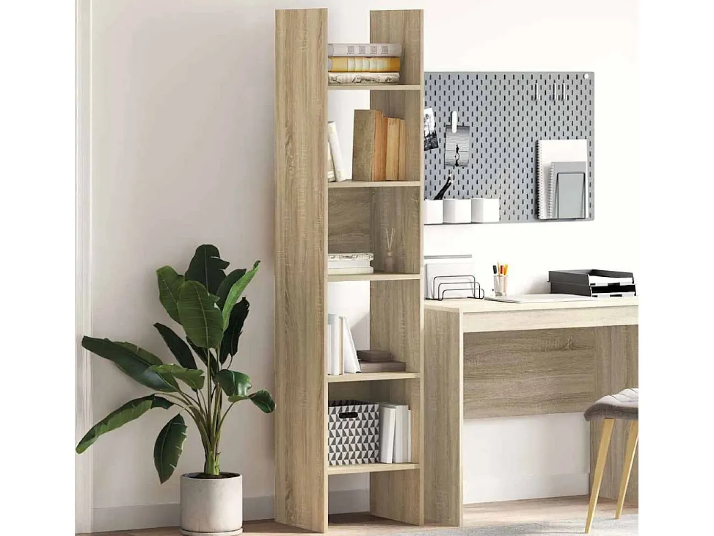 Vamdrup Estantería madera contrachapada color roble Sonoma 40x35x180 cm