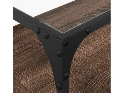 Varel Mueble TV cristal y madera ingeniería marrón roble 98x35x51 cm