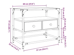 Varel Mueble TV tablero cristal madera ingeniería negro 60x35x51 cm