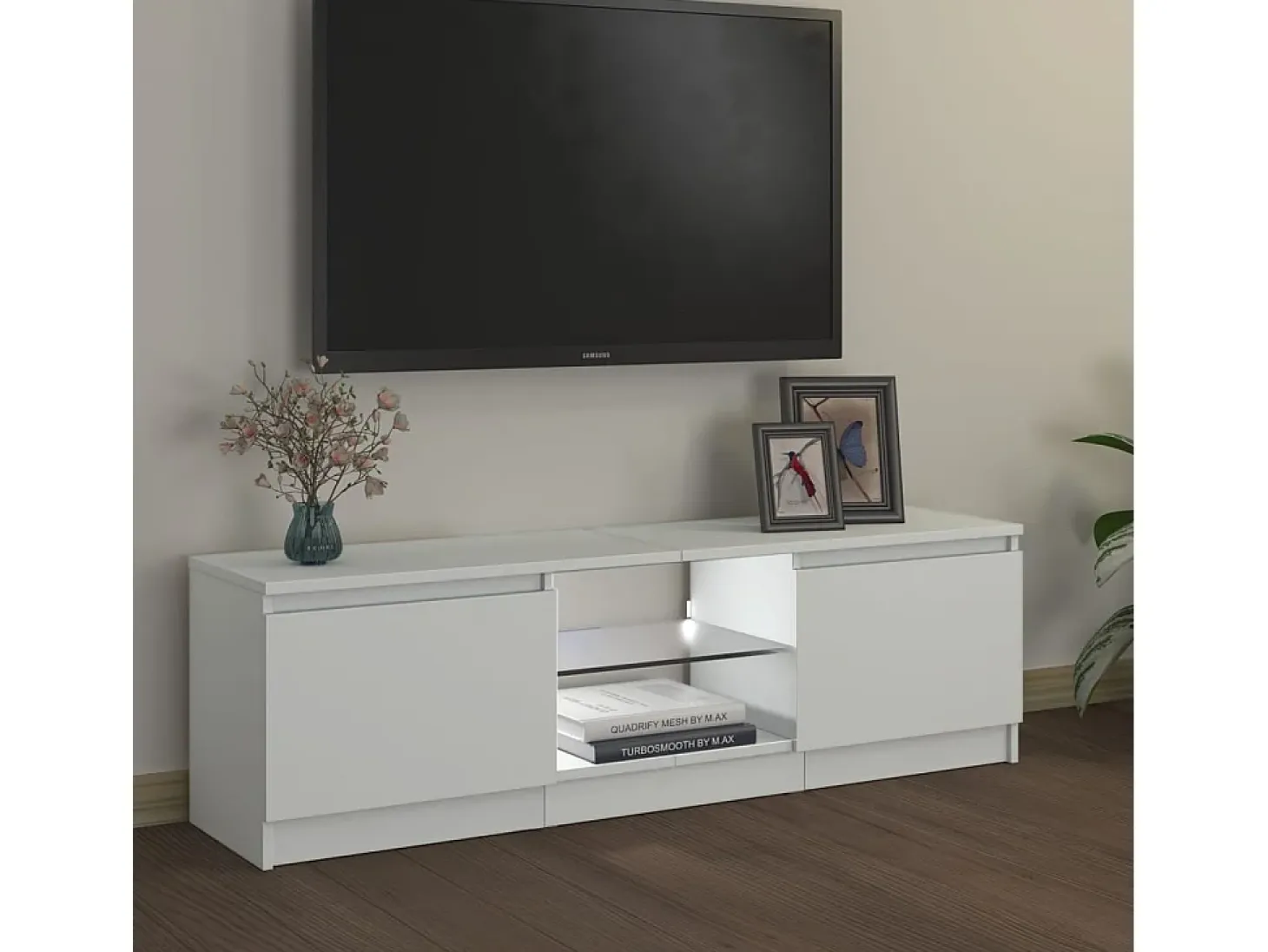 Vasil Mueble para TV con luces LED blanco 120x30x36 cm