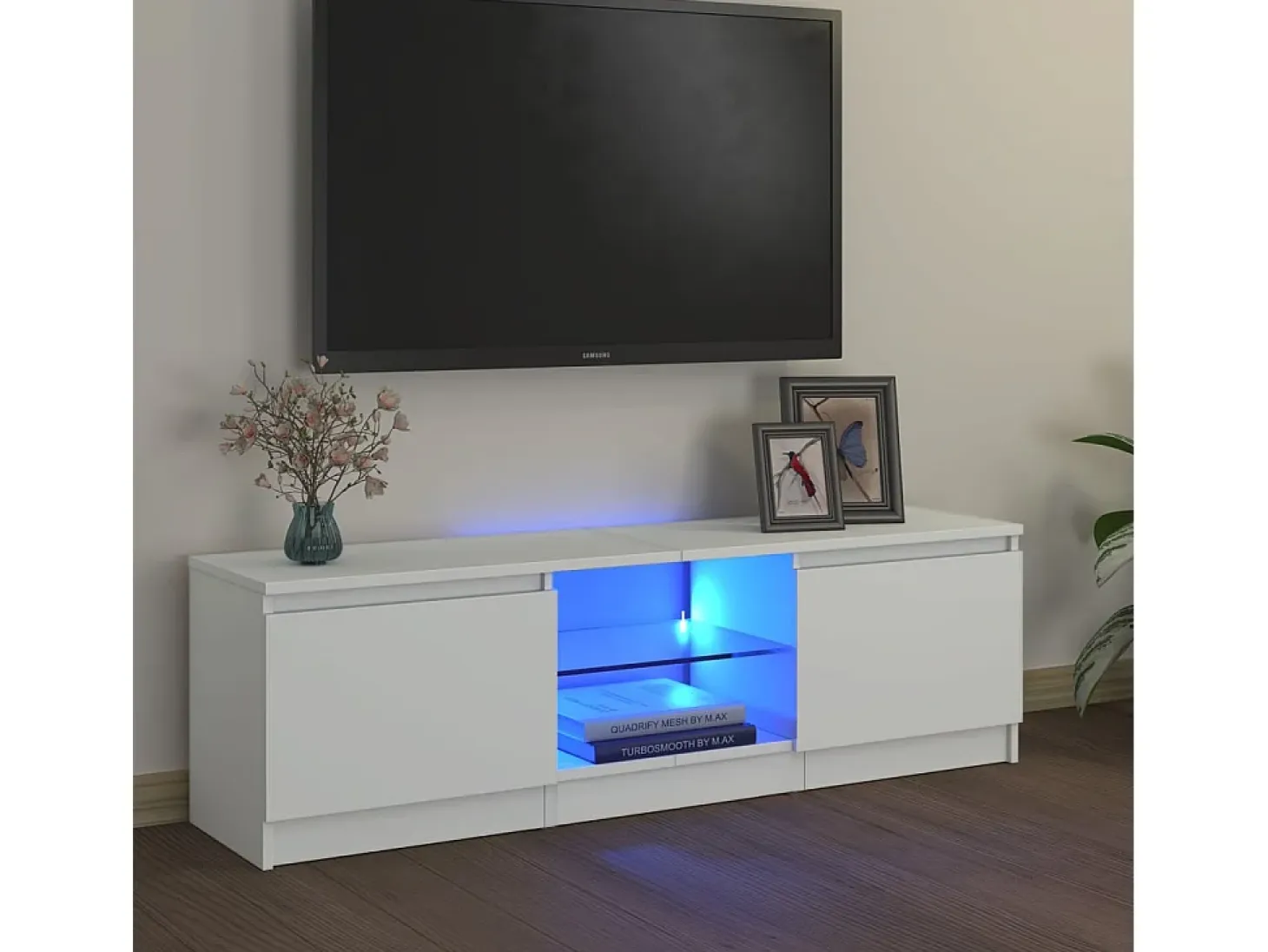 Vasil Mueble para TV con luces LED blanco 120x30x36 cm