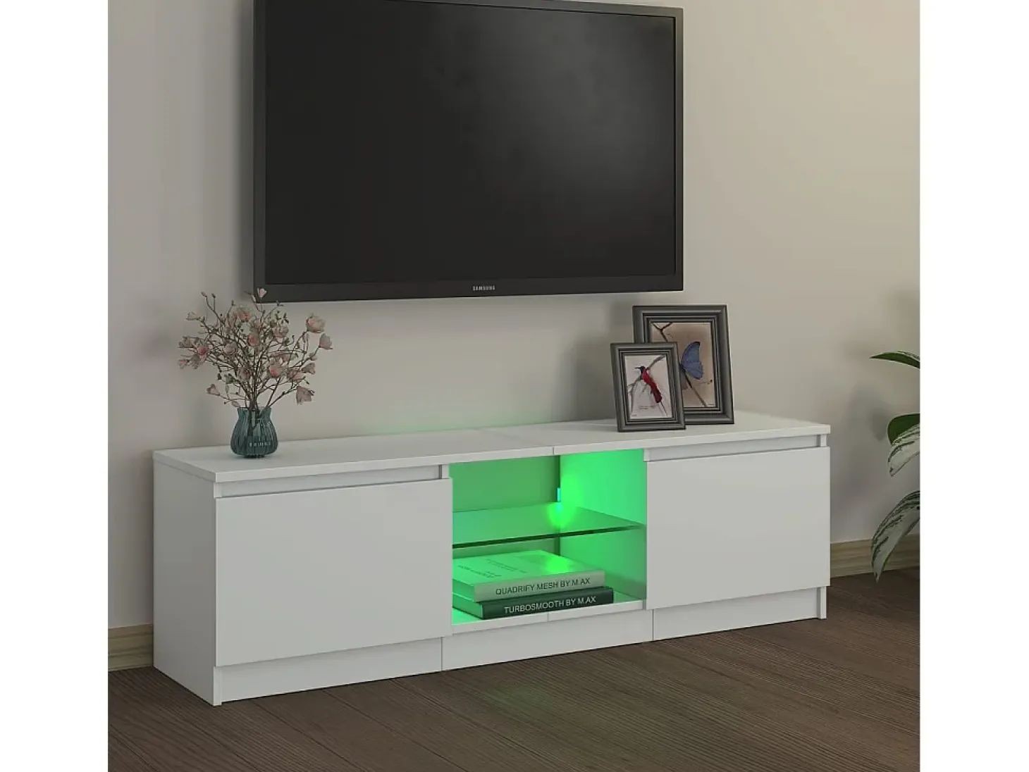 Vasil Mueble para TV con luces LED blanco 120x30x36 cm