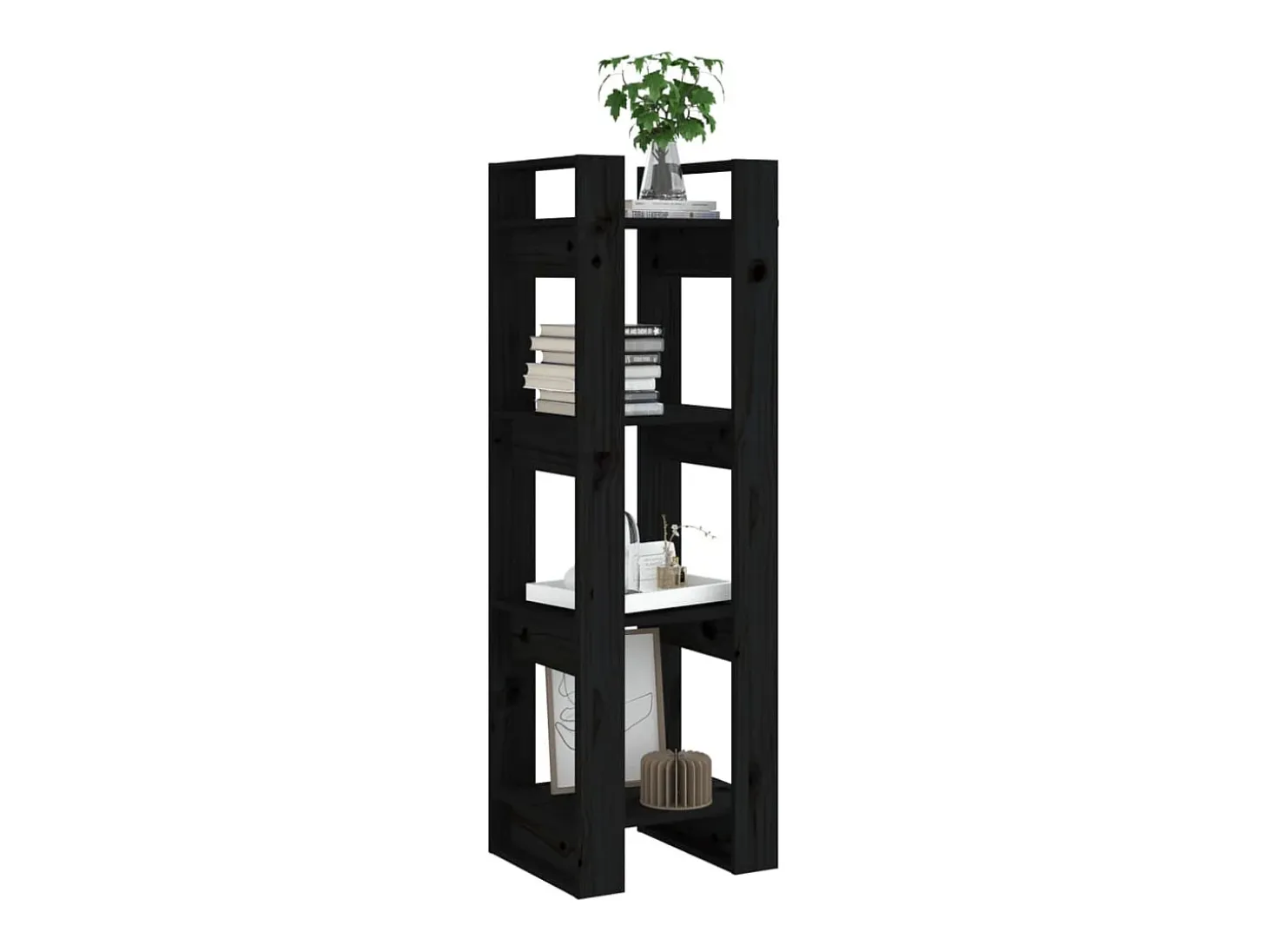 Vera Estantería/divisor de espacios madera pino negro 41x35x125 cm