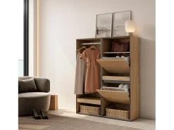 Vestidor abierto, 120x35x145cm, Dormitorio, habitación, Zapatero, Roble