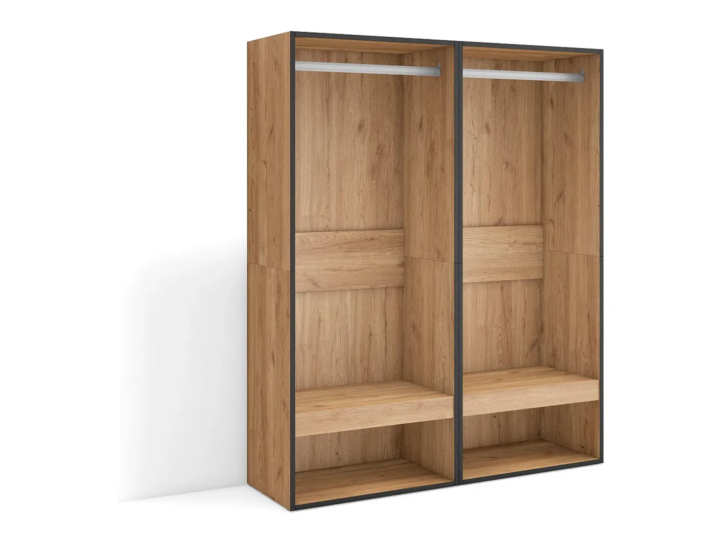 Vestidor abierto, 120x35x145cm, Dormitorio, habitación, Armario, perchero, Roble