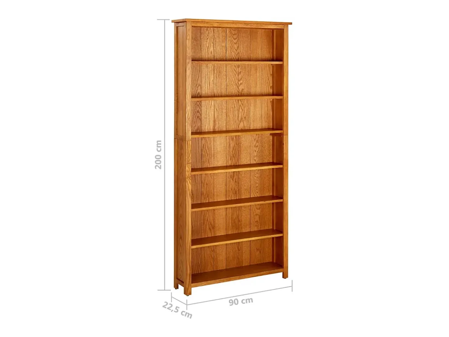 vidaX Estantería de 7 niveles de madera maciza de roble 90x22,5x200 cm