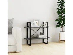 Vista Estantería 2 niveles madera maciza de pino gris 80x30x70 cm