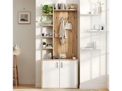 Vitrina - 5 estantes y 2 puertas - con perchas - carga máx 80kg - panel de partículas - 75x33x180cm