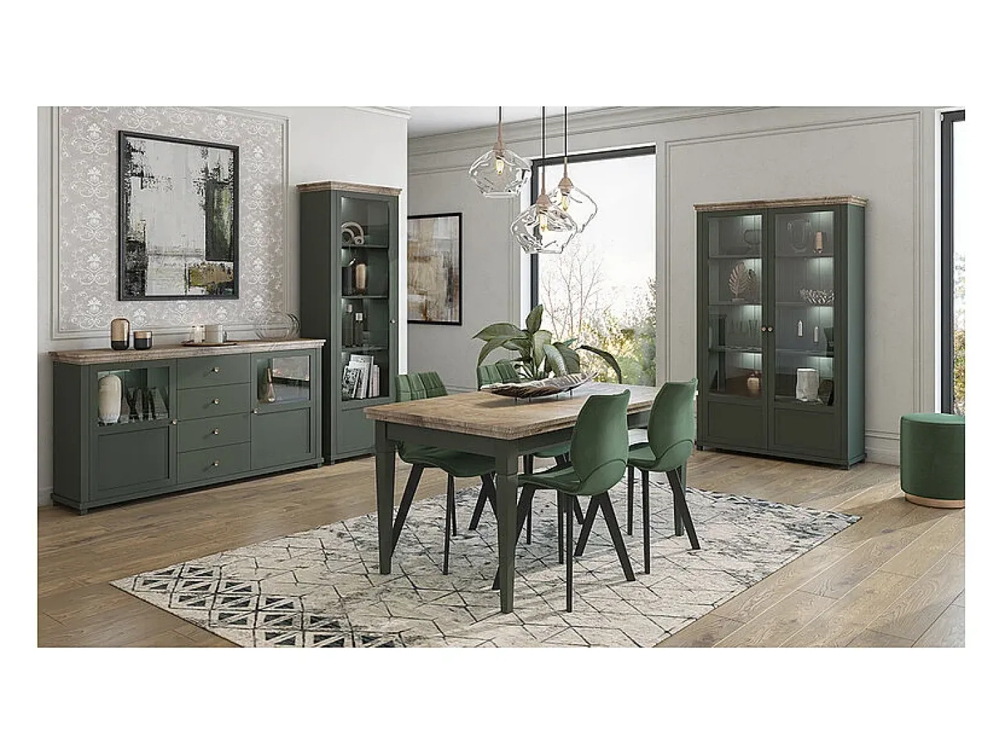 Vitrina 1 puerta apertura por la derecha Martin Verde y Madera