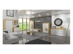 Vitrina 1 puerta apertura a la izquierda con LED Teo Blanco y Madera