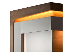 Vitrina 1 puerta apertura a la izquierda con LED Teo Blanco y Madera