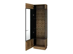 Vitrina 1 puerta en madera de roble miel y acero negro Mazora 67 cm