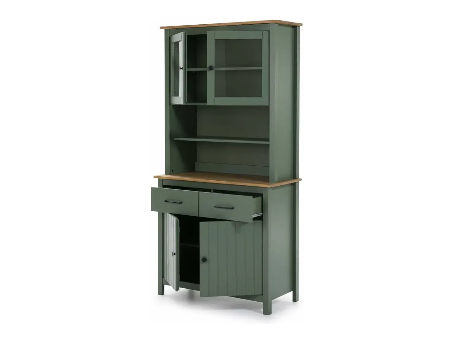 Vitrina 4 puertas 2 cajones Mariana acabado verde, 180 cm(alto) 90 cm(ancho) 40 cm(largo)