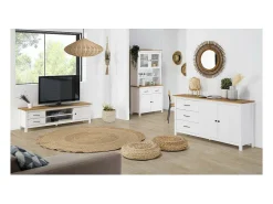 Vitrina 4 puertas 2 cajones Mariana acabado blanco 180 cm(alto) 90 cm(ancho) 40 cm(largo)