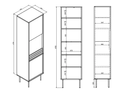 Vitrina 2 puertas Astra Madera oscura y Cachemira
