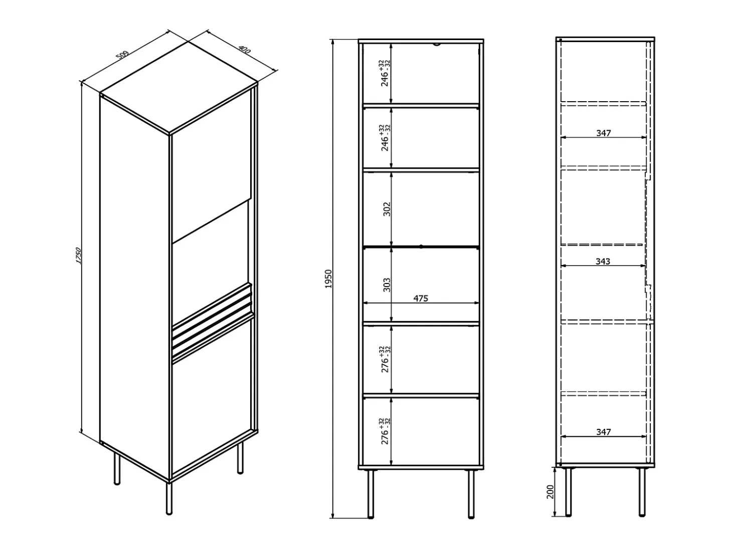 Vitrina 2 puertas Astra Madera oscura y Cachemira