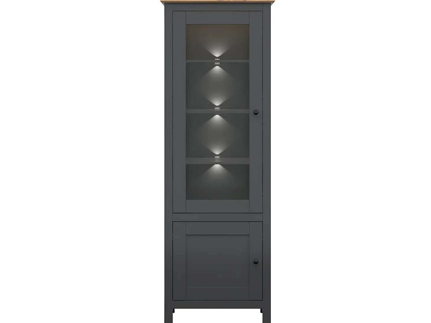 Vitrina 2 puertas con LED Duck Gris antracita y Madera