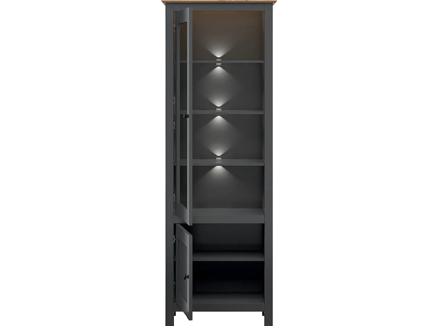 Vitrina 2 puertas con LED Duck Gris antracita y Madera