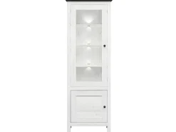 Vitrina 2 puertas con LED Duck Blanco y Madera oscura