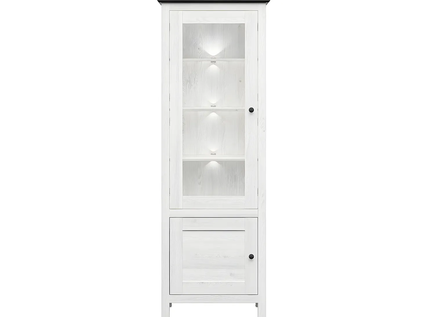 Vitrina 2 puertas con LED Duck Blanco y Madera oscura