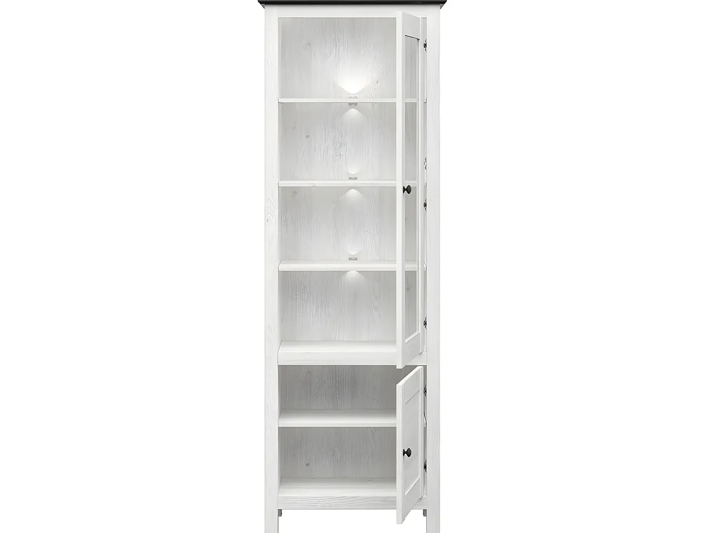 Vitrina 2 puertas con LED Duck Blanco y Madera oscura
