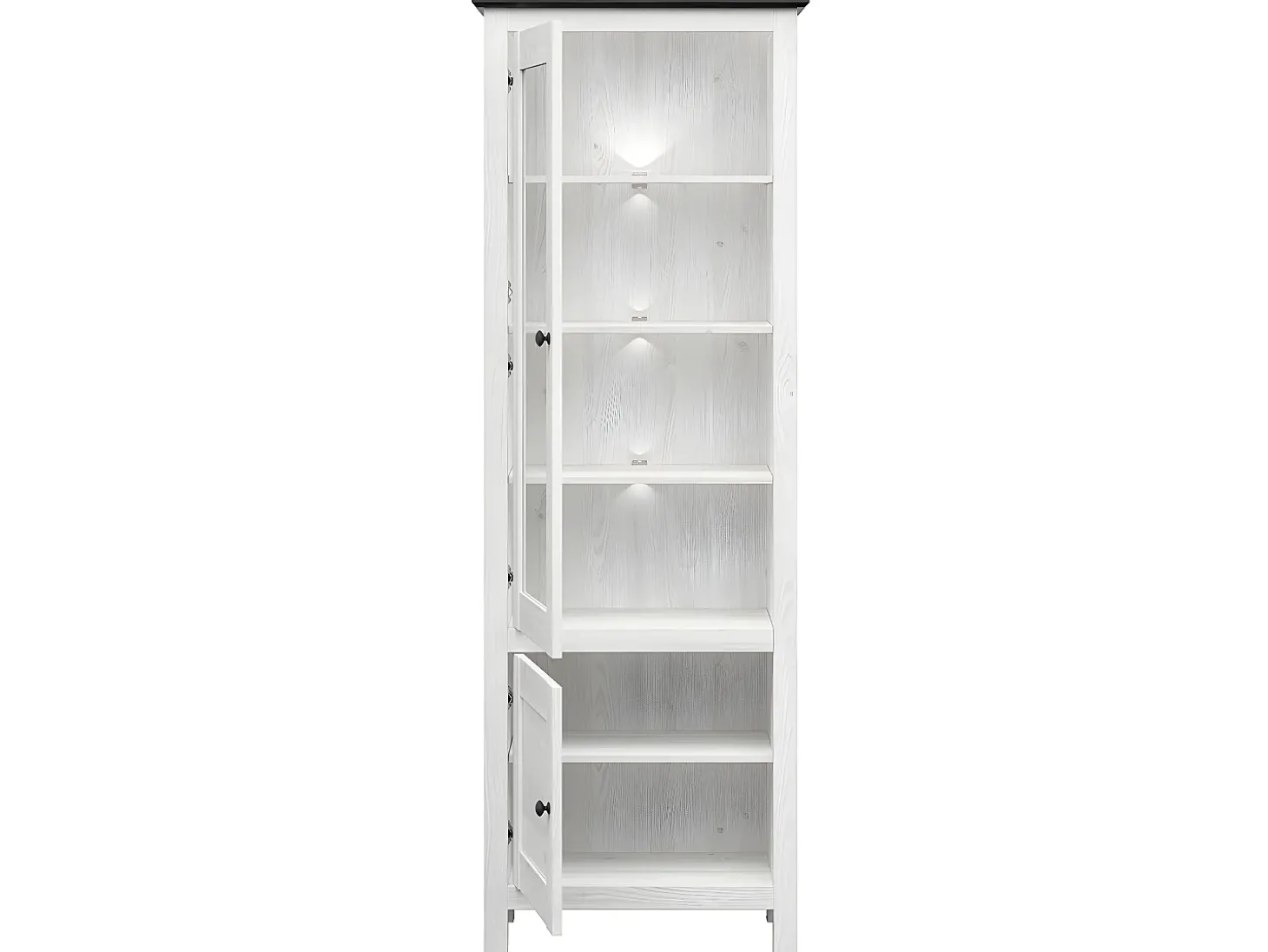 Vitrina 2 puertas con LED Duck Blanco y Madera oscura