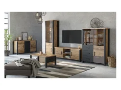 Vitrina 2 puertas Lyam Madera y Negro