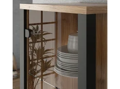 Vitrina 2 puertas Lyam Madera y Negro