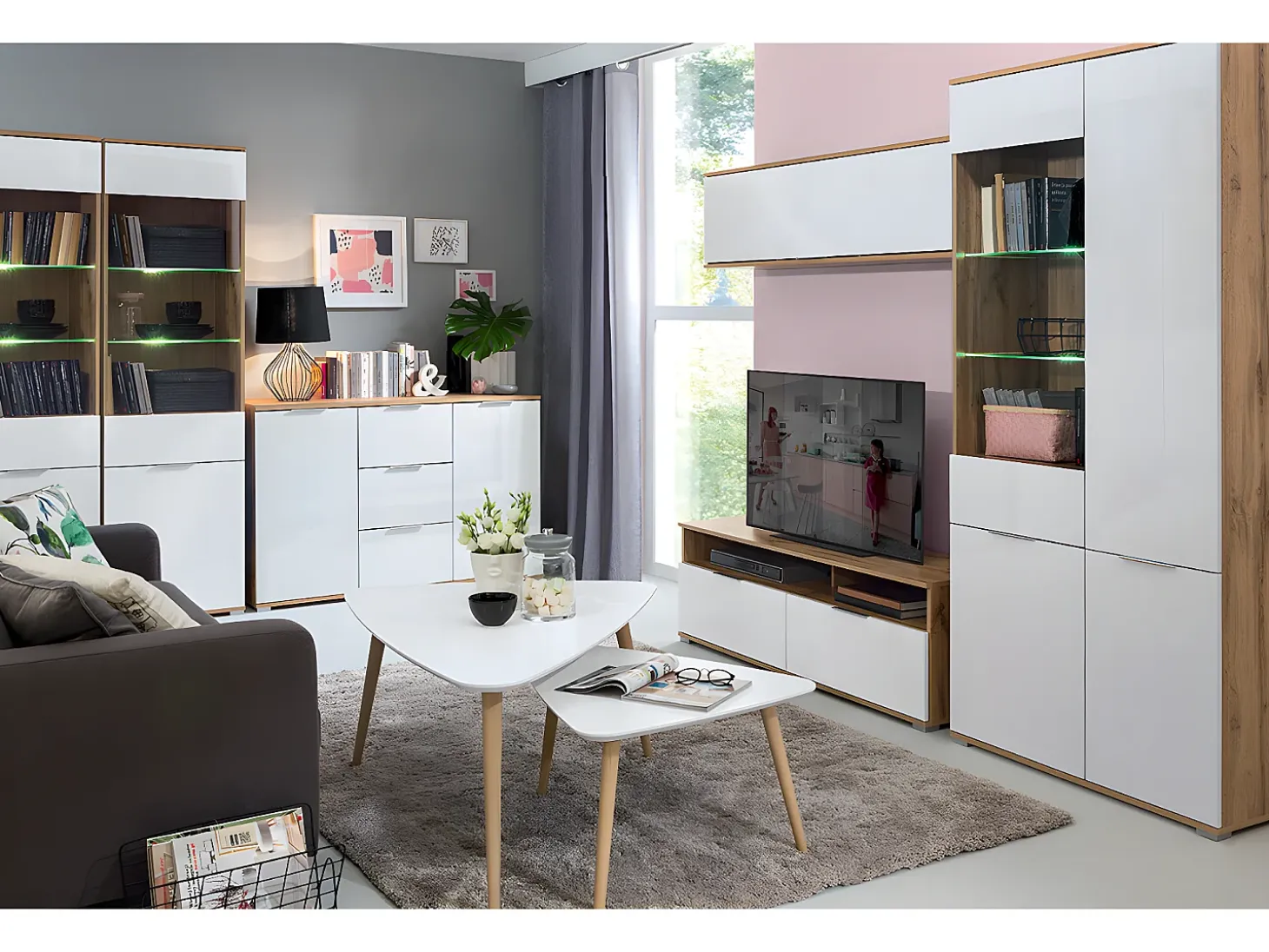 Vitrina 2 puertas Selma Blanco y Madera