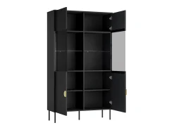 Vitrina 2 puertas y 4 estantes con luces LED - Negro y dorado - NATANIEL