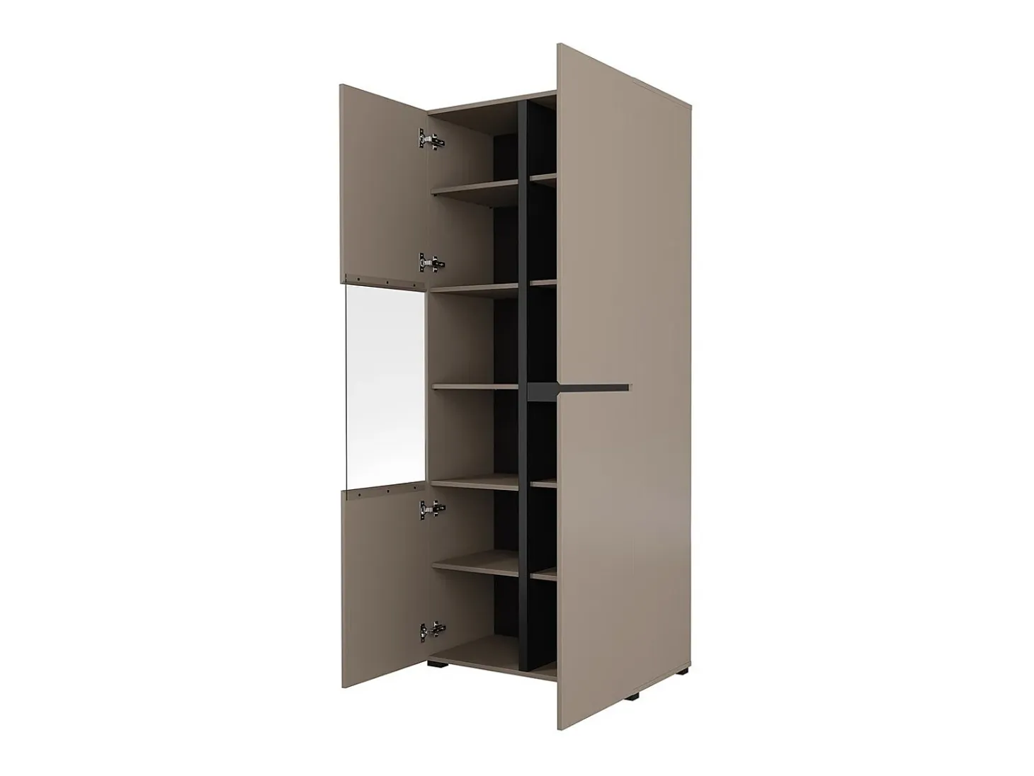 Vitrina alta 2 puertas colección HAVANA. Color beige y negro.