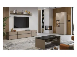 Vitrina alta 2 puertas colección HAVANA. Color beige y negro.