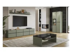 Vitrina alta 2 puertas colección HAVANA. Colores salvia y negro.