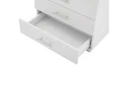Vitrina alta con 3 cajones y 1 puerta, cuerpo de MDF lacado en blanco, LED incluido - 60x35x180cm