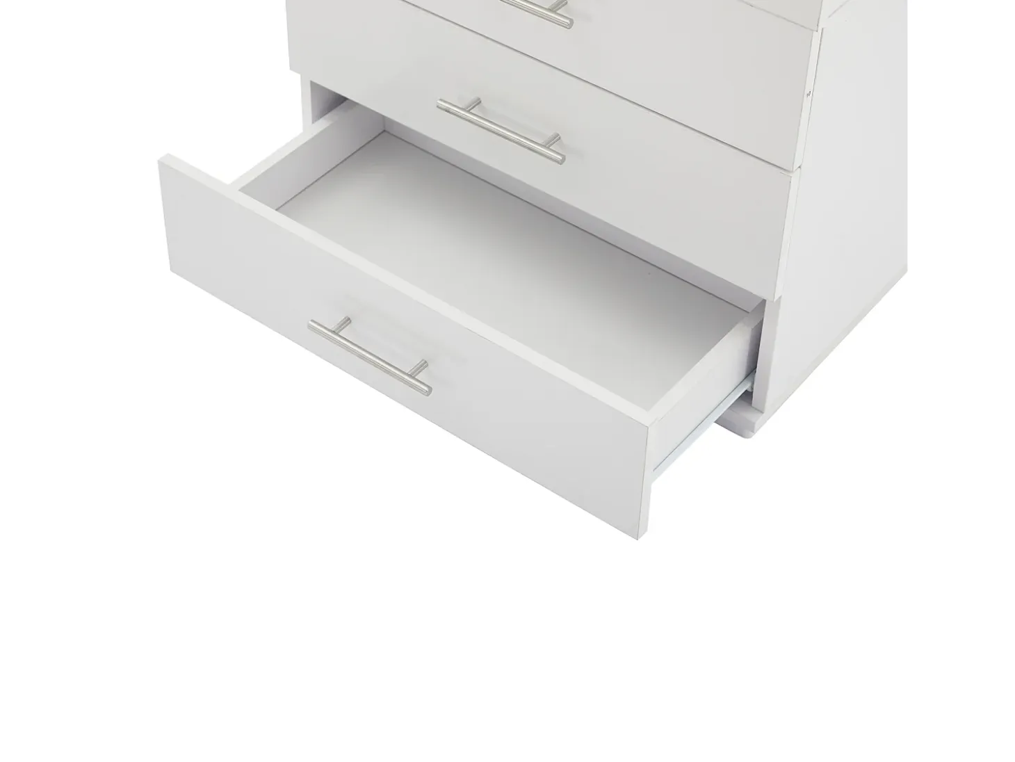 Vitrina alta con 3 cajones y 1 puerta, cuerpo de MDF lacado en blanco, LED incluido - 60x35x180cm