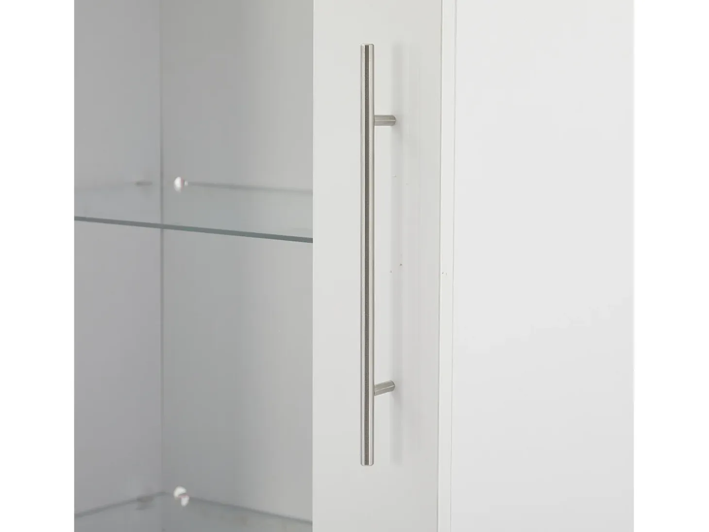 Vitrina alta con 3 cajones y 1 puerta, cuerpo de MDF lacado en blanco, LED incluido - 60x35x180cm